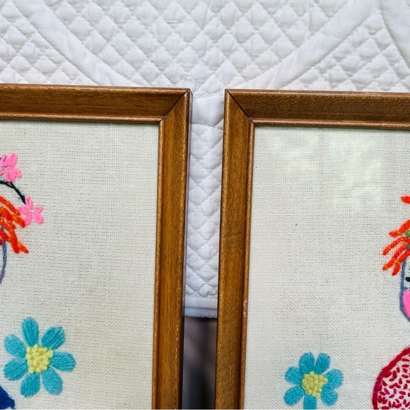 Vintage Framed Embroidered Crewel Rag Doll Set Children’s Nursery - Picture 7 of 9